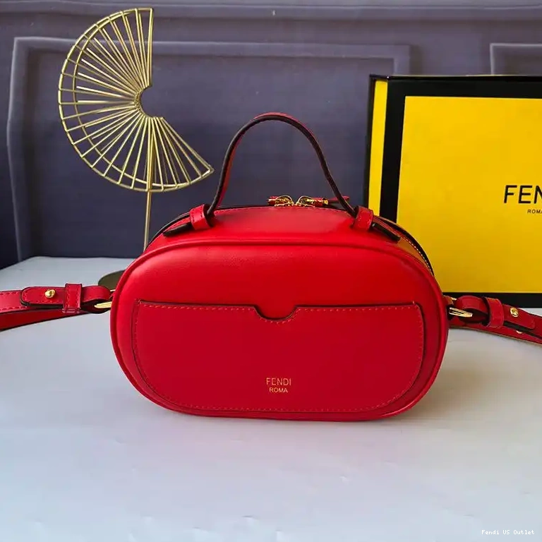 Cheap HOT Leather O'Lock Calf Red Mini Case In Fendi Camera 0615